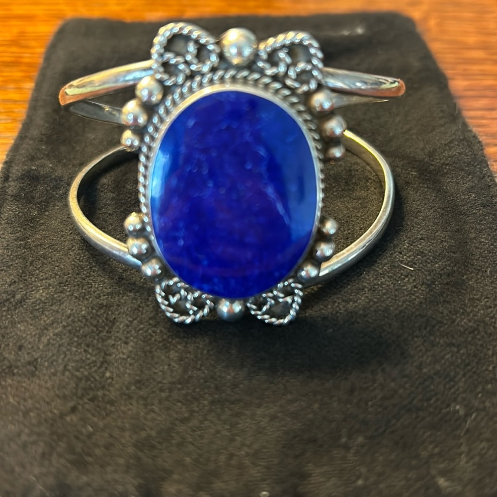 Amazing blue lapis and sterling silver cuff bracelet